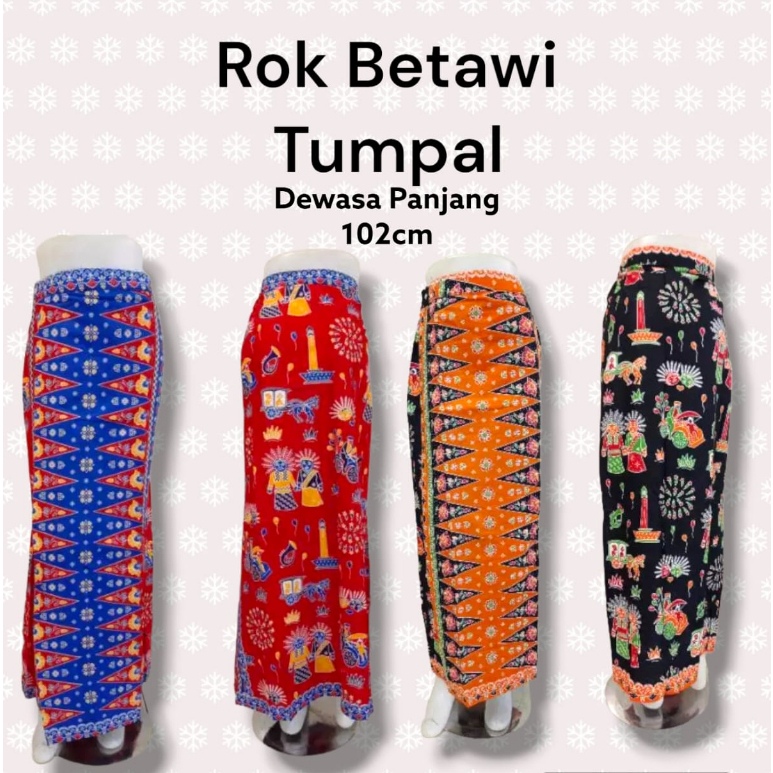 Rok Wanita Betawi Motif Tumpal Ondel Ondel Ukuran dewasa