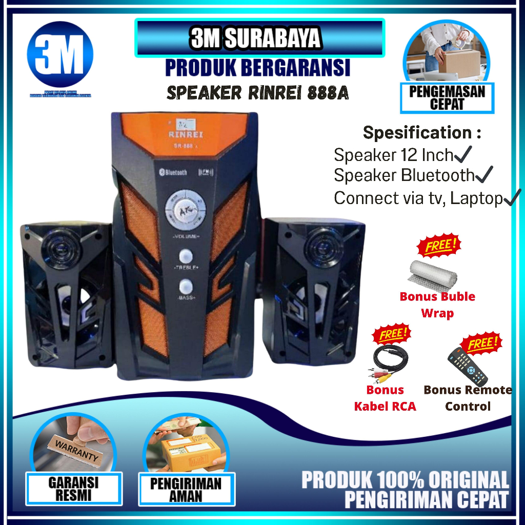 peaker Bluetooth Multimedia Rin Rei SR-888 A Garansi Resmi | Speaker Bass Bluetooth | Speaker Blueto