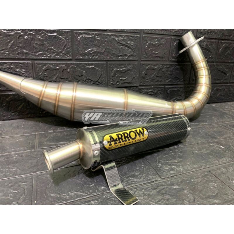 Knalpot Satria Hiu Satria Lumba Satria 2tak ARROW Stiker Carbon