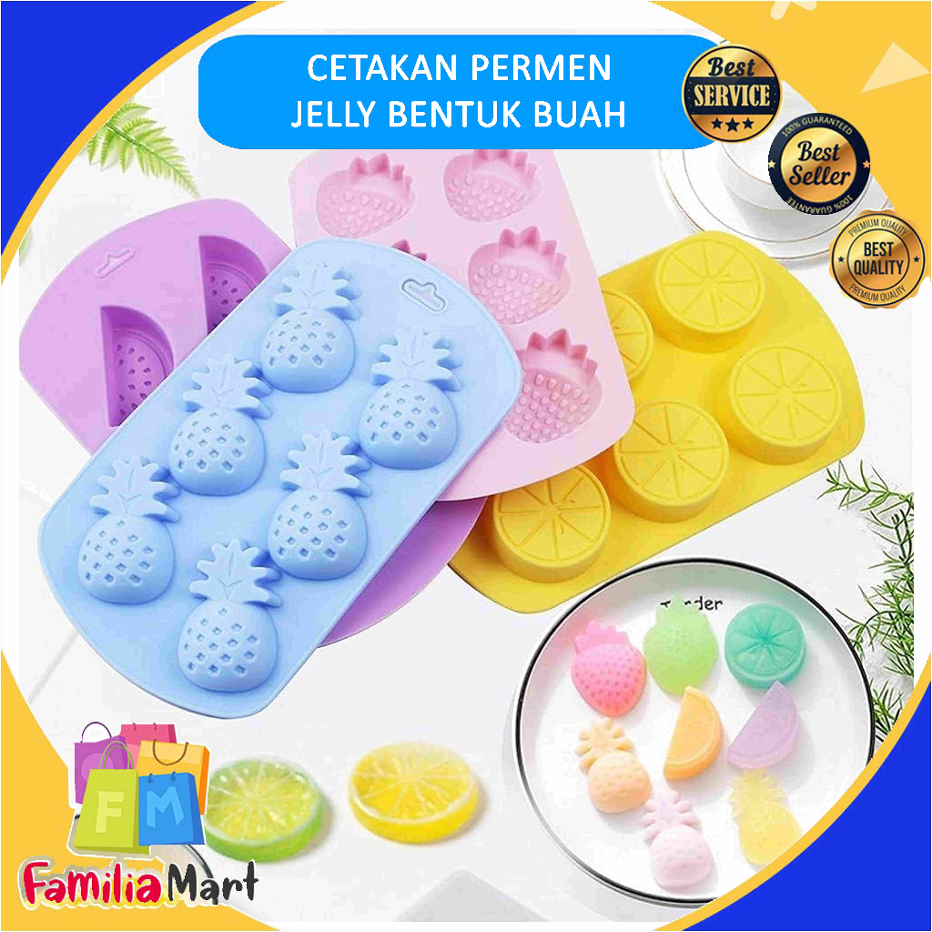 CETAKAN PERMEN KUE JELLY COKLAT PUDDING BERBENTUK BUAH DENGAN BAHAN SILIKON / FRUIT SHAPED SILICONE 