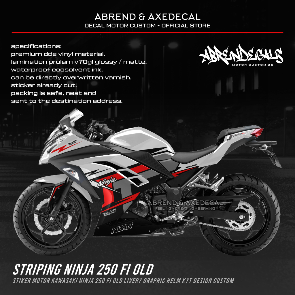 STRIPING NINJA 250 FI GRAFIS HELM KYT RACING / STIKER MOTOR KAWASAKI NINJA FI OLD DESIGN CUSTOM / ST