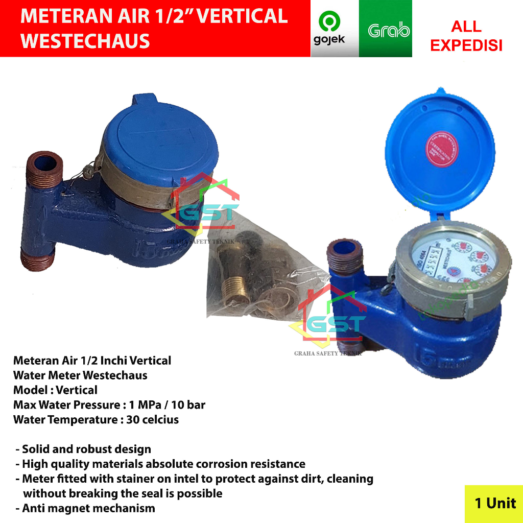 WESTECHAUS meteran air 1/2" vertical / water meter 1/2inch / flow meter