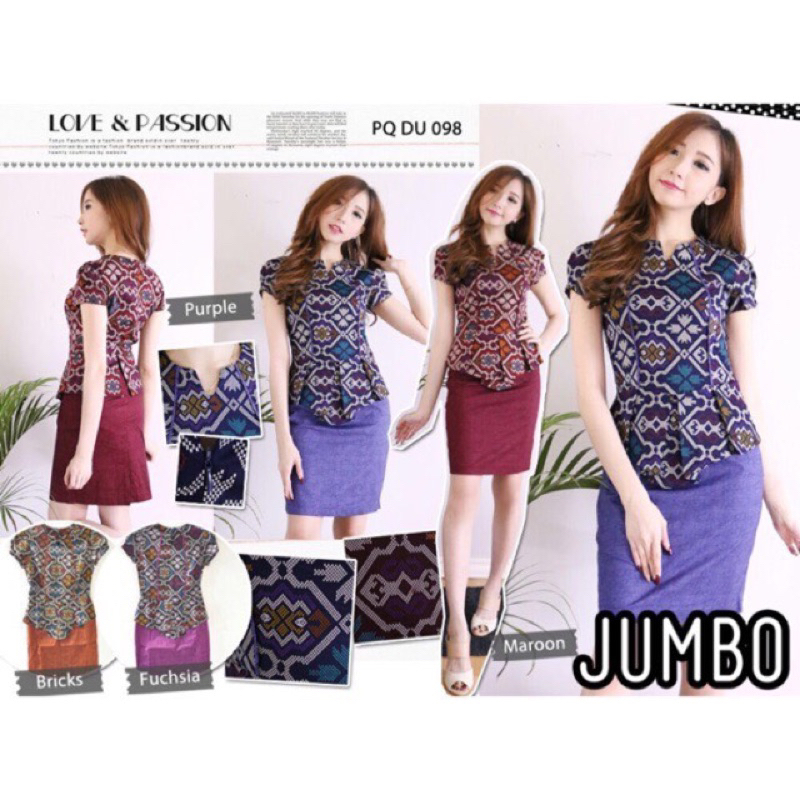 Preloved Pribadi Dress Batik Peplum Jumbo Premium