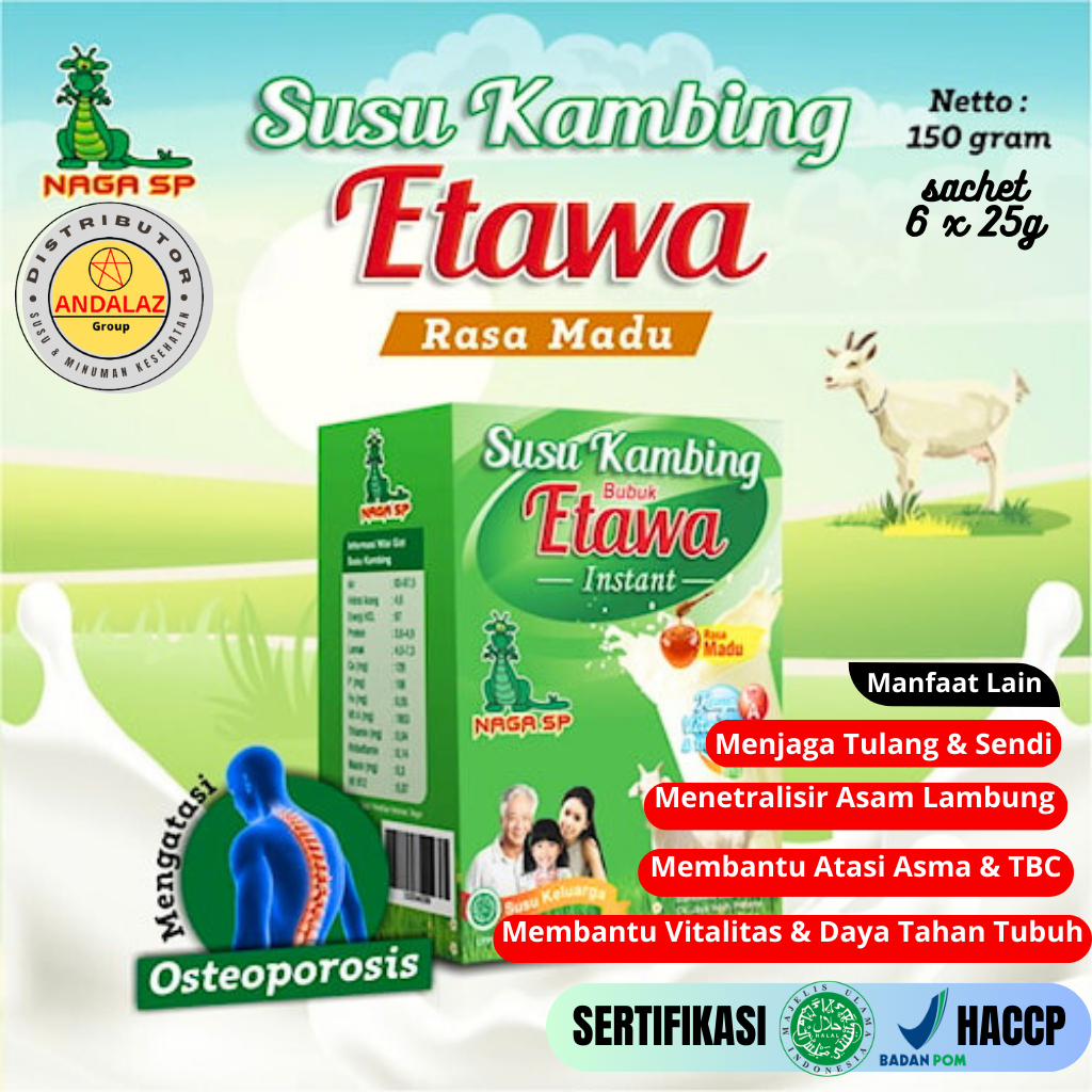 

Susu Kambing Etawa - Susu Etawa Rasa MADU 250Gram NAGA SP Susu Sachet Susu Untuk Tulang dan Sendi - Mengatasi Asam Lambung Asma Diabetes dan Vitamin Daya Tahan Tubuh Dewasa