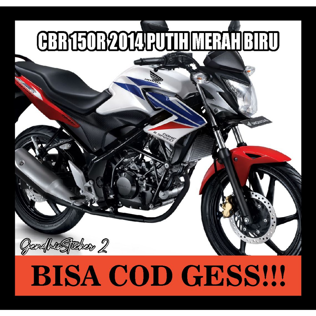 striping honda cbr 150r 2014 putih merah biru