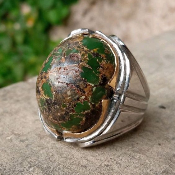 cincin Batu Pirus Persia Tua Buhun Hijau Kedondong