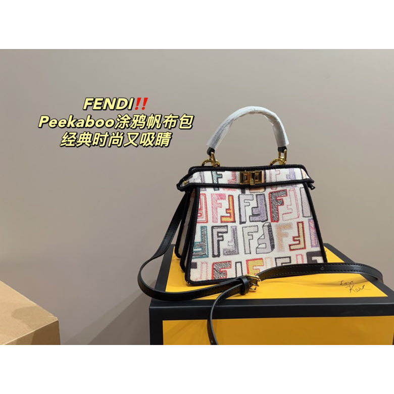 Original Fendi Peekaboo Graffiti Canvas Bag