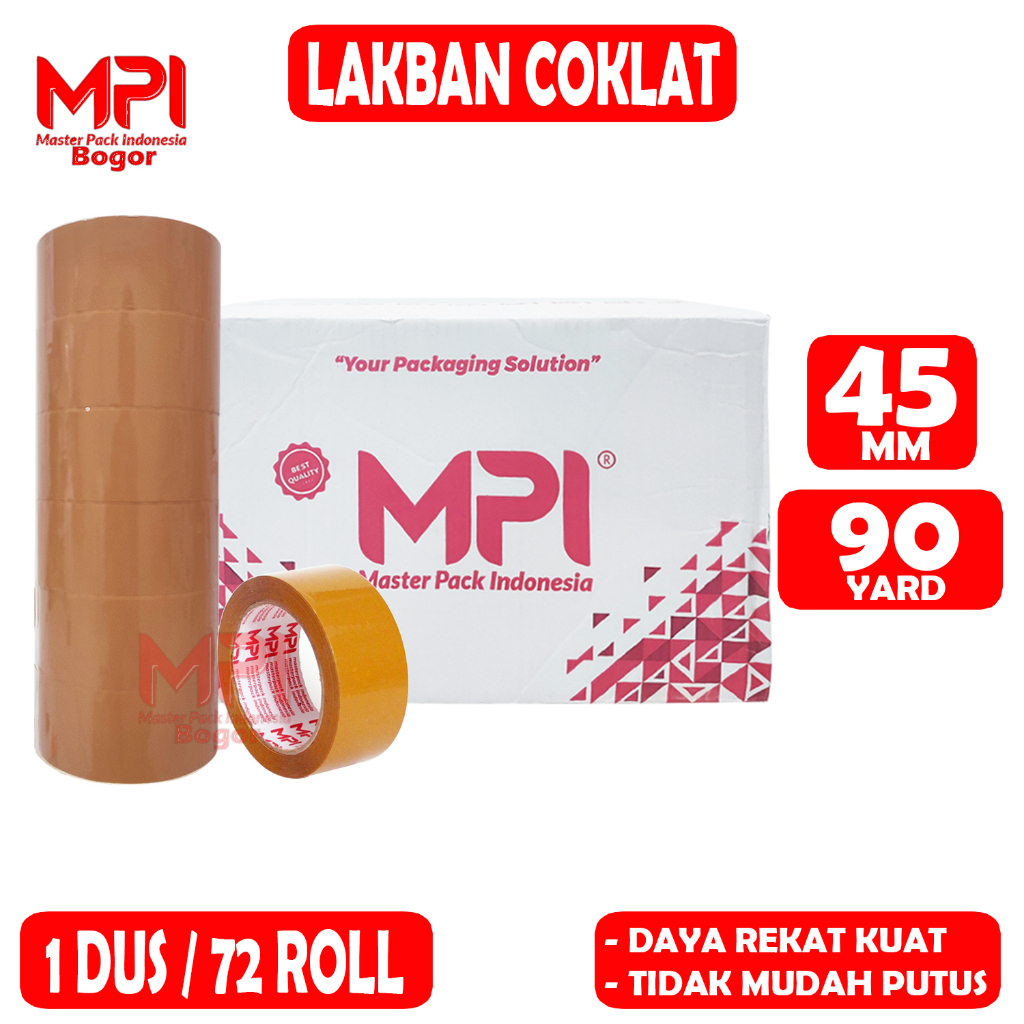 

1 DUS [ 72 ROLL ] Lakban Coklat MPI 45 mm x 90 yard / Lakban Packing - Master Pack Indonesia