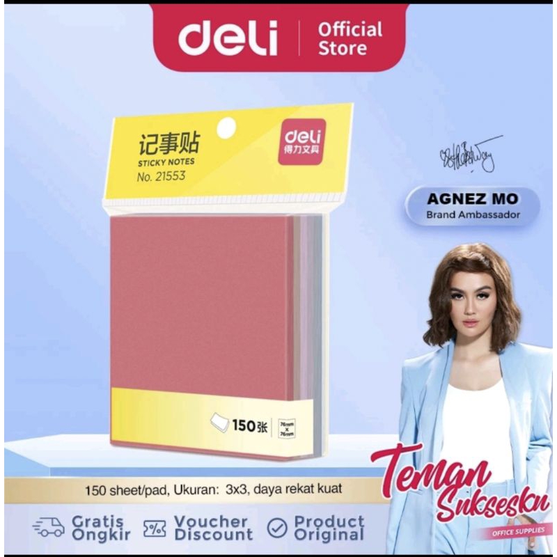 

TOKO_ATK168 Deli Sticky Note / Memo Tempel 3x3 150 Lembar Kertas 80g 21553