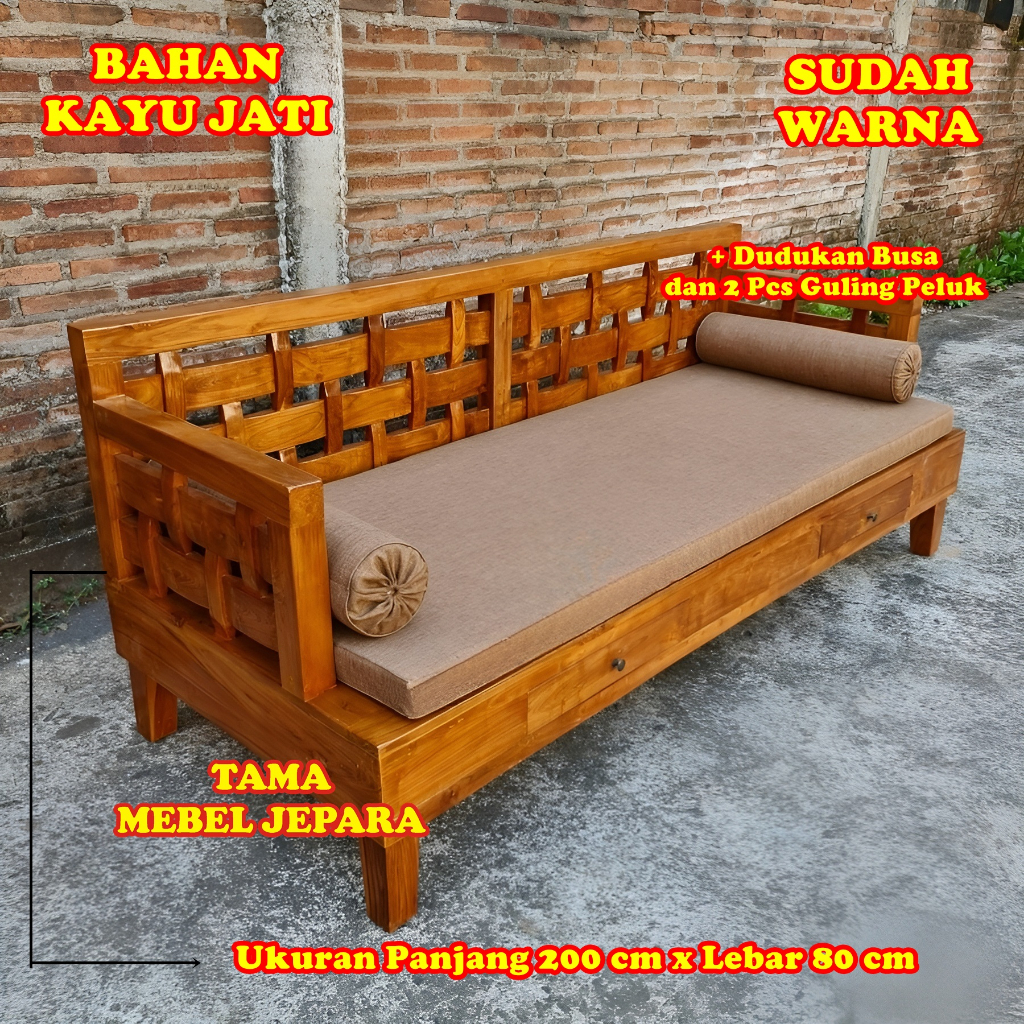 bale bale kursi santai, kursi bale bale minimalis kayu jati asli