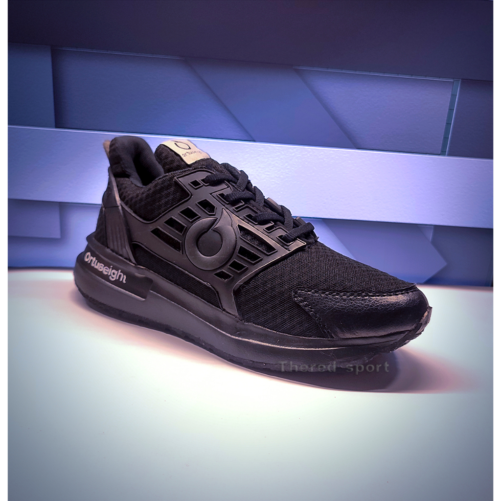 SEPATU PRIA SNEAKERS HITAM POLOS MODEL ORTUS FULL BLACK KERJA SERAGAM SEKOLAH TERBARU