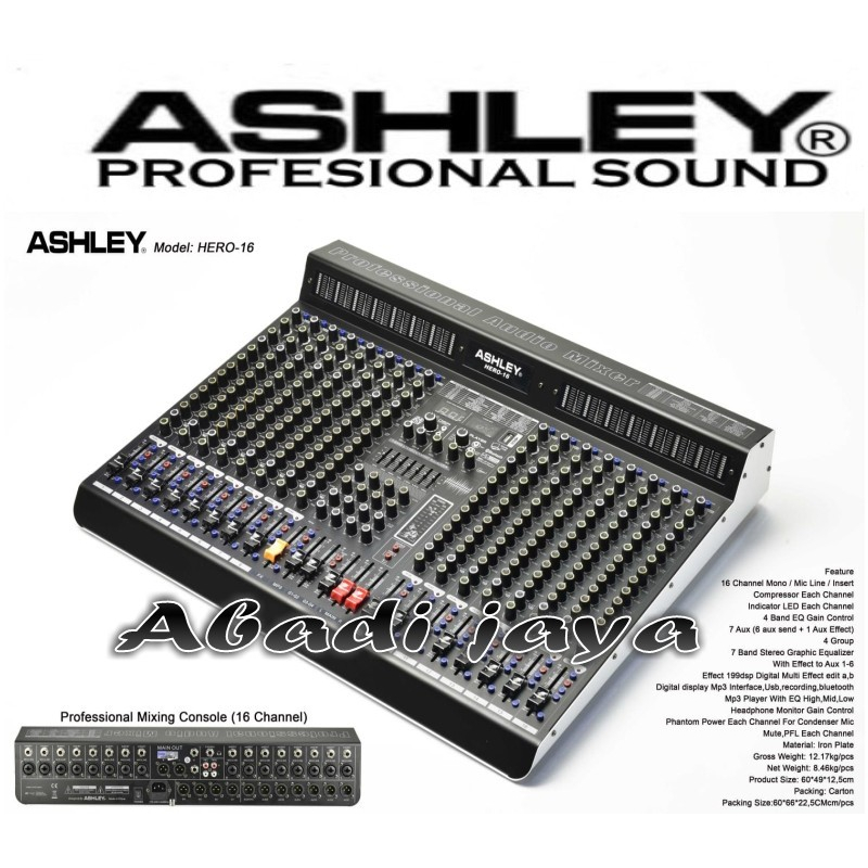 mixer ashley hero 16 ashley hero16 16 channel garansi resmi