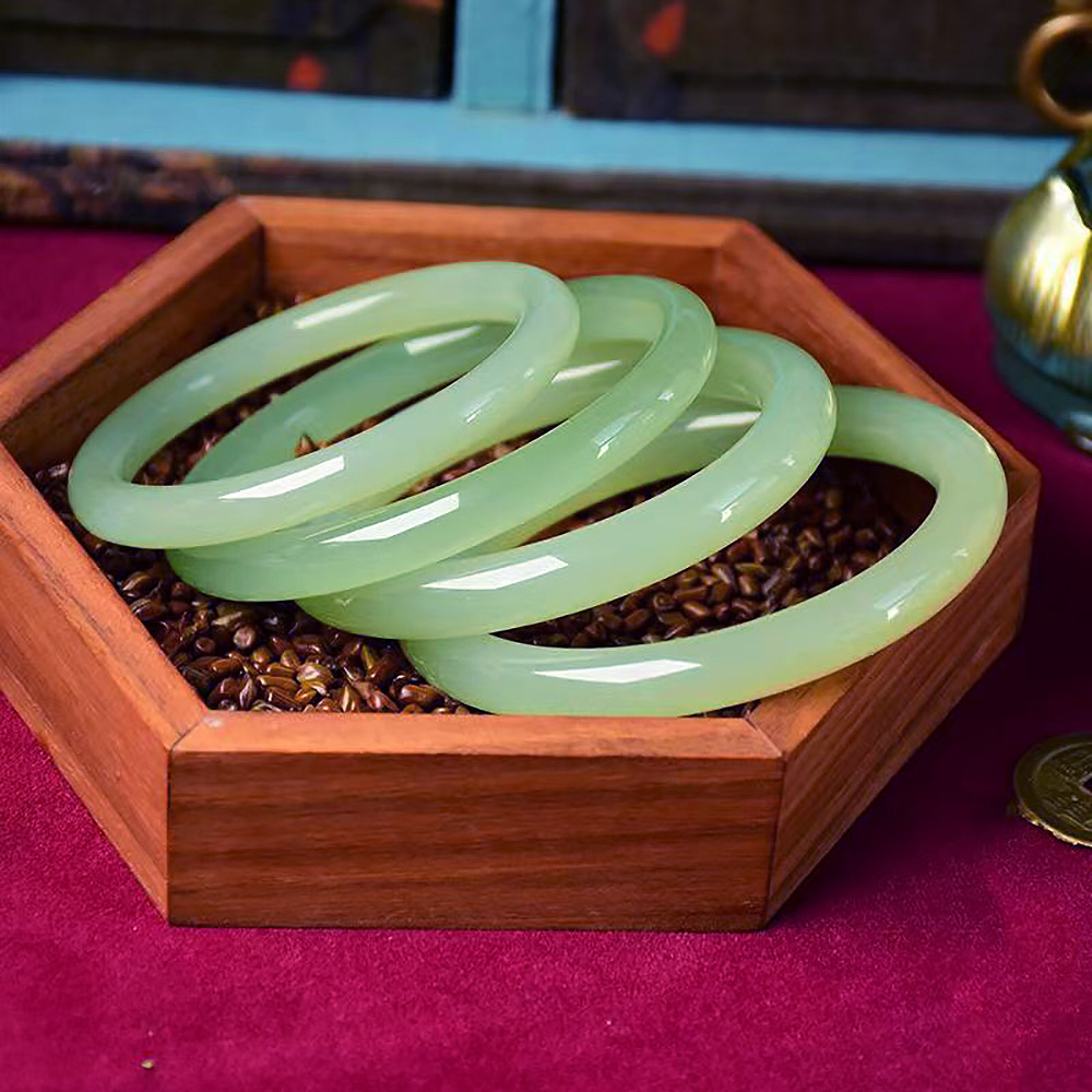 Gelang Giok Ice Semi Transparant / Gelang Bulat Polos Cembung Sederhana Warna Warni / Gelang Wanita 