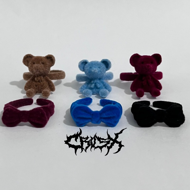 BEAR TAPE RING / CINCIN BONEKA BERUANG CINCIN PITA WARNA WARNI RAINBOW COUPLE RING CINCIN COUPLE KOR