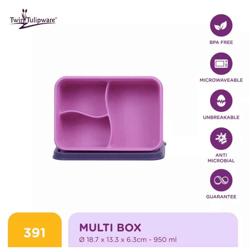 Tempat Makan Sekat Multi box Tulipware
