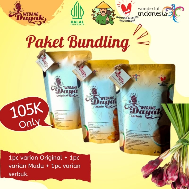 

Wedang Dayak Paket Bundling Bawang Dayak tea bag aneka rasa oleholeh Kalimantan
