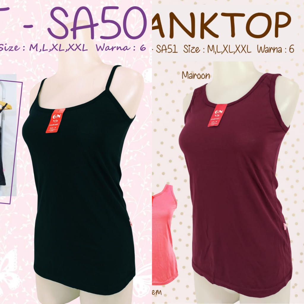 Golden Nick SA 50 SA 51 Tanktop Kamisol Atasan Wanita Tali Kecil Tali Lebar Size M L XL XXL