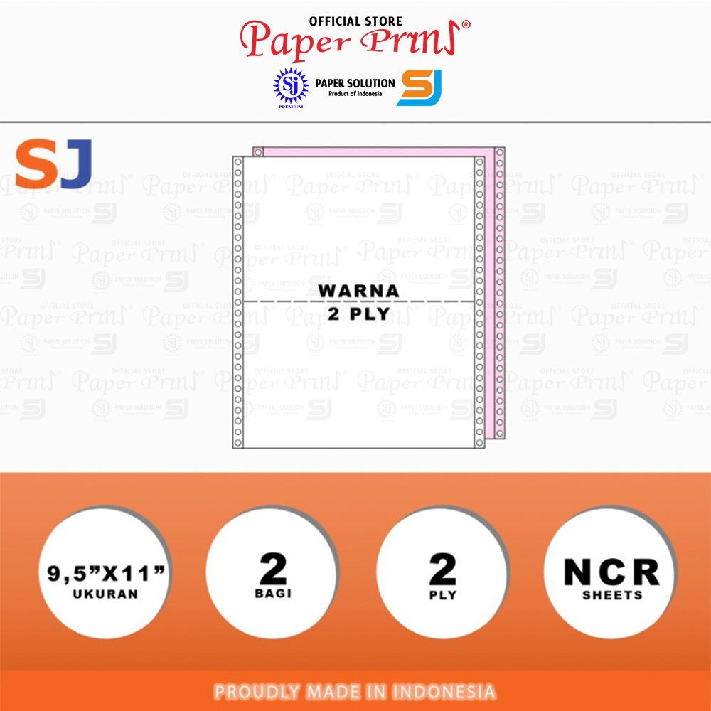

SJ Orange Kertas Continuous Form 2PLY NCR PRS 9,5" x 11"/2 (Bagi 2) RJ4