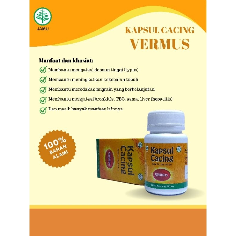 Kapsul cacing VERMUS -Obat pereda panas / Obat tipes