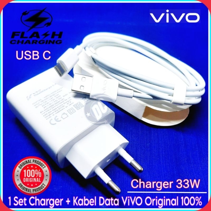 Original Vivo Charger Cas Casan Vivo V21 V21e Vivo V21 5G Fast Charging Type C Original 100% Pengisi