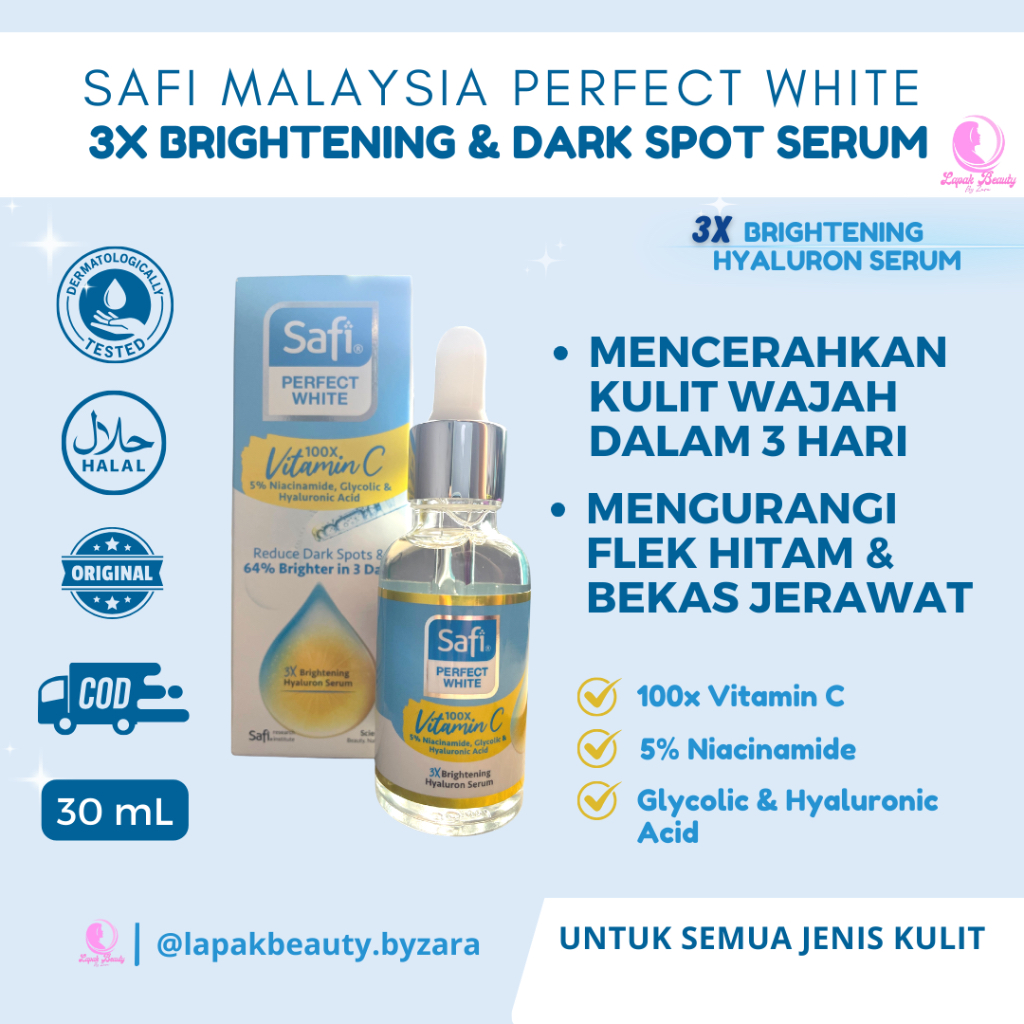Safi Perfect White Brightening Dark Spot Serum Penghilang Bekas Jerawat Flek Hitam Safi Malaysia