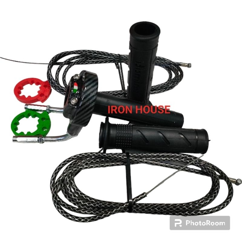 Gas spontan Universal 2 kabel motif KARBON / Gas spontan injeksi 2 kabel gas serat karbon