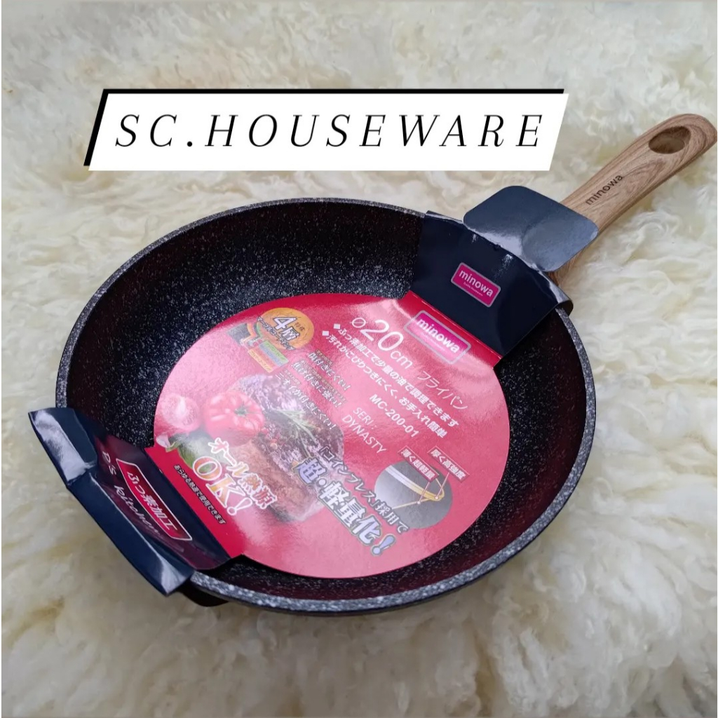 [ DISKON VOUCHER s/d 80% LIVE XTRA ] Marble Fry Pan Keramik Minowa | 20cm | 24cm | 26cm | 28cm | 30c
