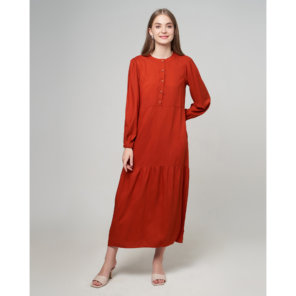 MCB Gamis Dress Crinkle Basic Polos Maryam Long Dress Dusty Terracota | 5901043.02043