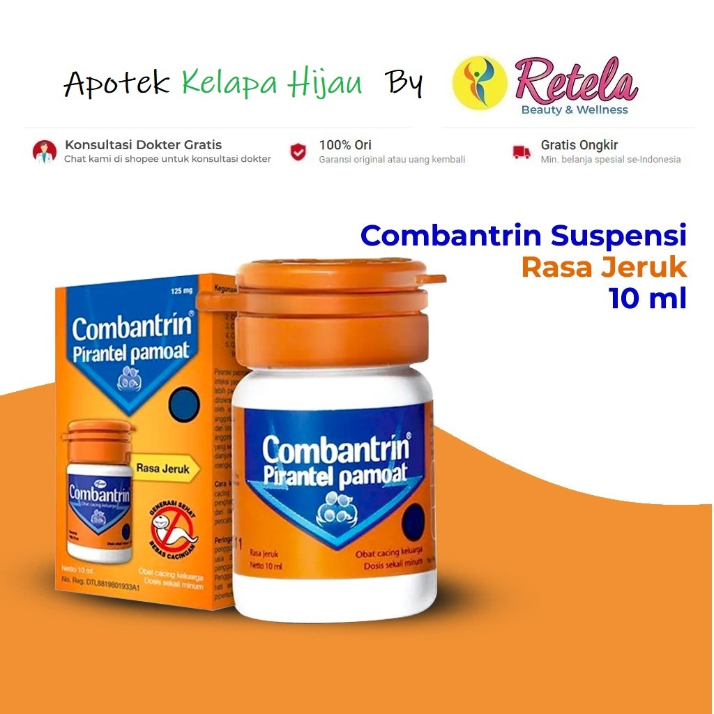 Combantrin Suspensi Rasa Jeruk 10ml / Combantrin Cair / Obat Cacing Anak