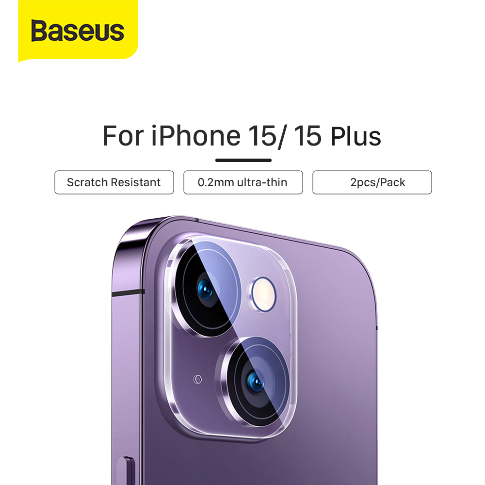 Baseus Anti Gores Kamera iPhone 15/Plus/Pro/Pro Max Crystal Series Lens Protector Pelindung Lensa Kamera Belakang