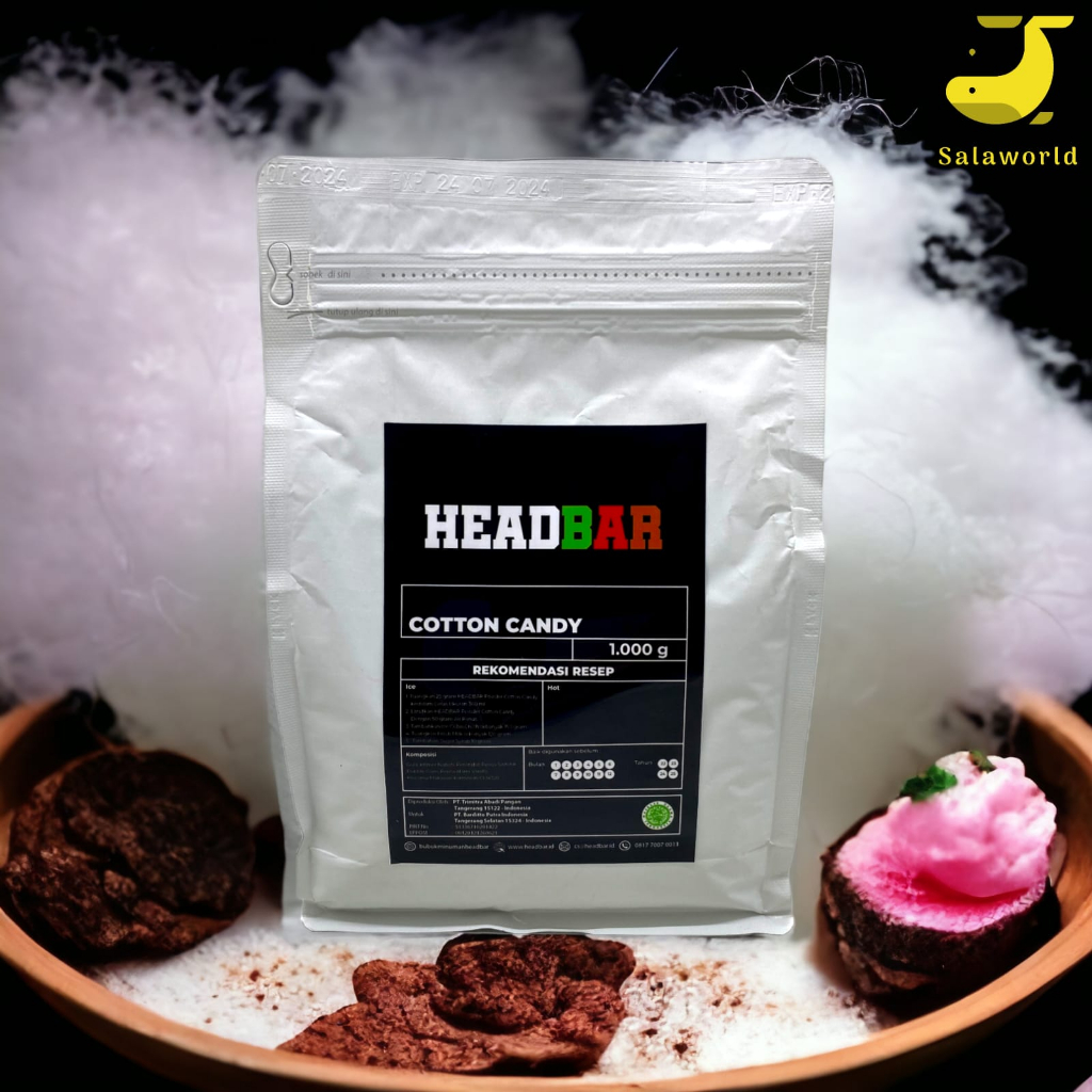 

HEADBAR Powder Cotton Candy 1000 g | Bubuk Minuman Rasa Permen Kapas 1000 g