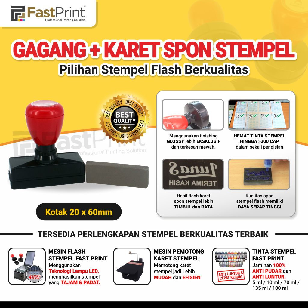 

Fast Print Gagang Stempel Flash Plus Karet Kotak Ukuran 20X60MM