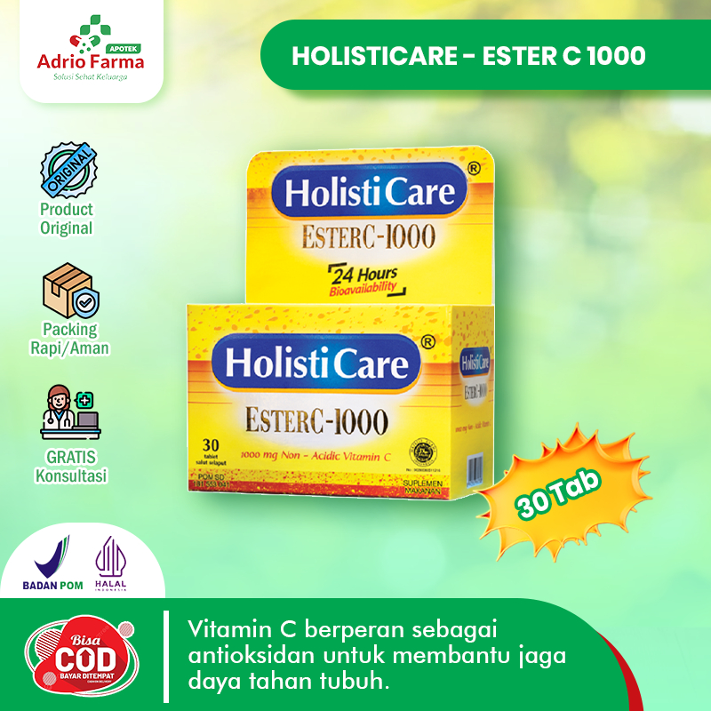 HOLISTICARE - ESTER C 1000mg - BOTOL @ 30 Tablet - Suplemen Kesehatan & Sumber Vitamin Dewasa