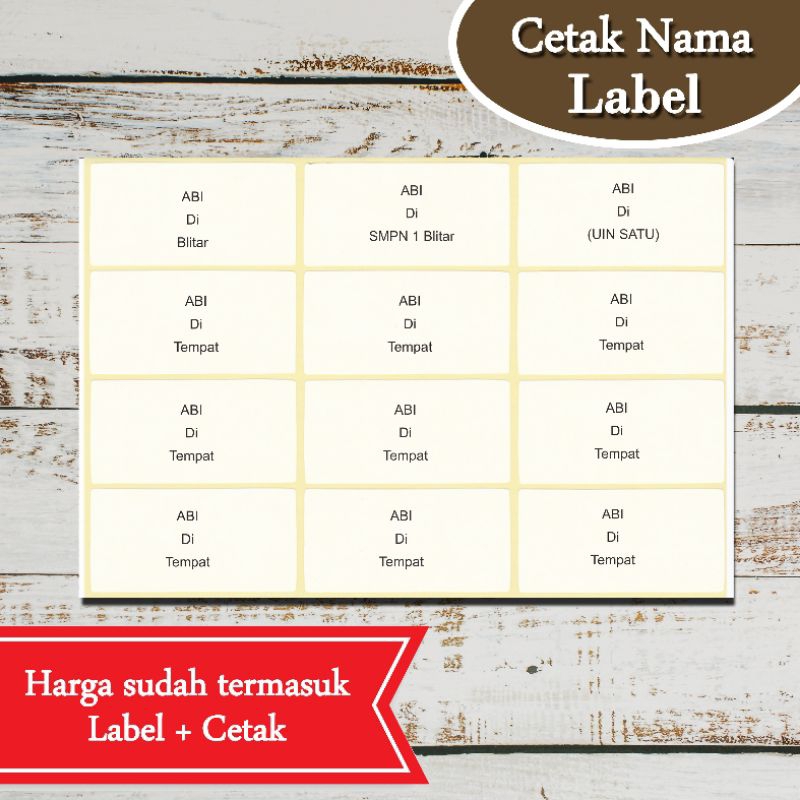 

Cetak stiker label nama tamu undangan, label ukuran 103 untuk undangan