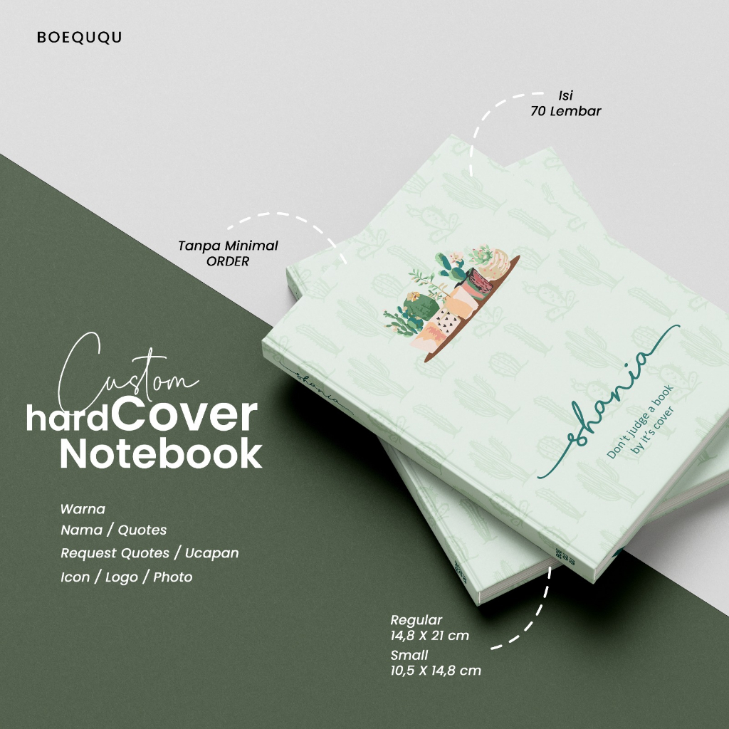 BOEQUQU - [CACTUS SERIES] Buku Catatan Notebook Custom/ Planner Book Custom A5 A6 Isi Bookpaper 72gr
