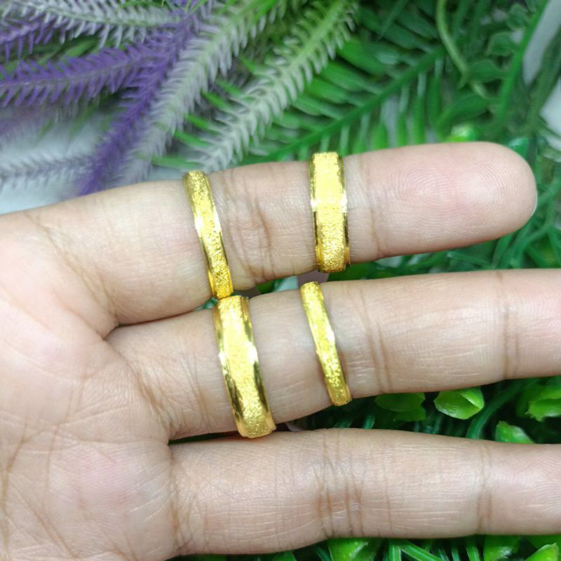 Cincin Kawin Model Pasir Emas Tua Asli 24k (99,9%)