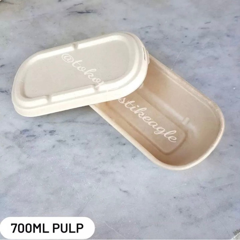 [isi 25pcs] Bagasse Oval 700ml / Eco friendly Box