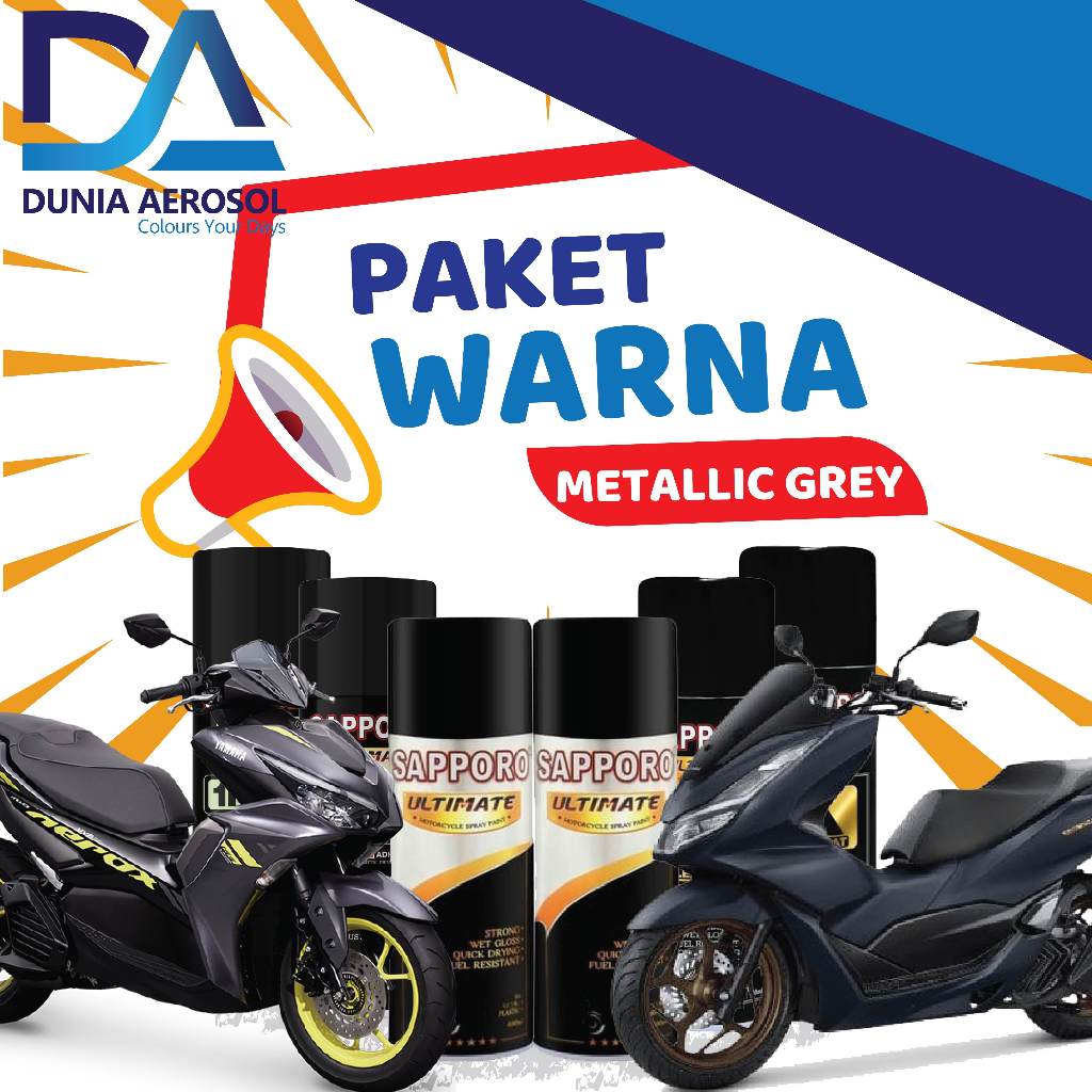 Cat Semprot / Pilox / Pylox, Warna Abu Abu Metallic Paket Sapporo Ultimate Motor Besar