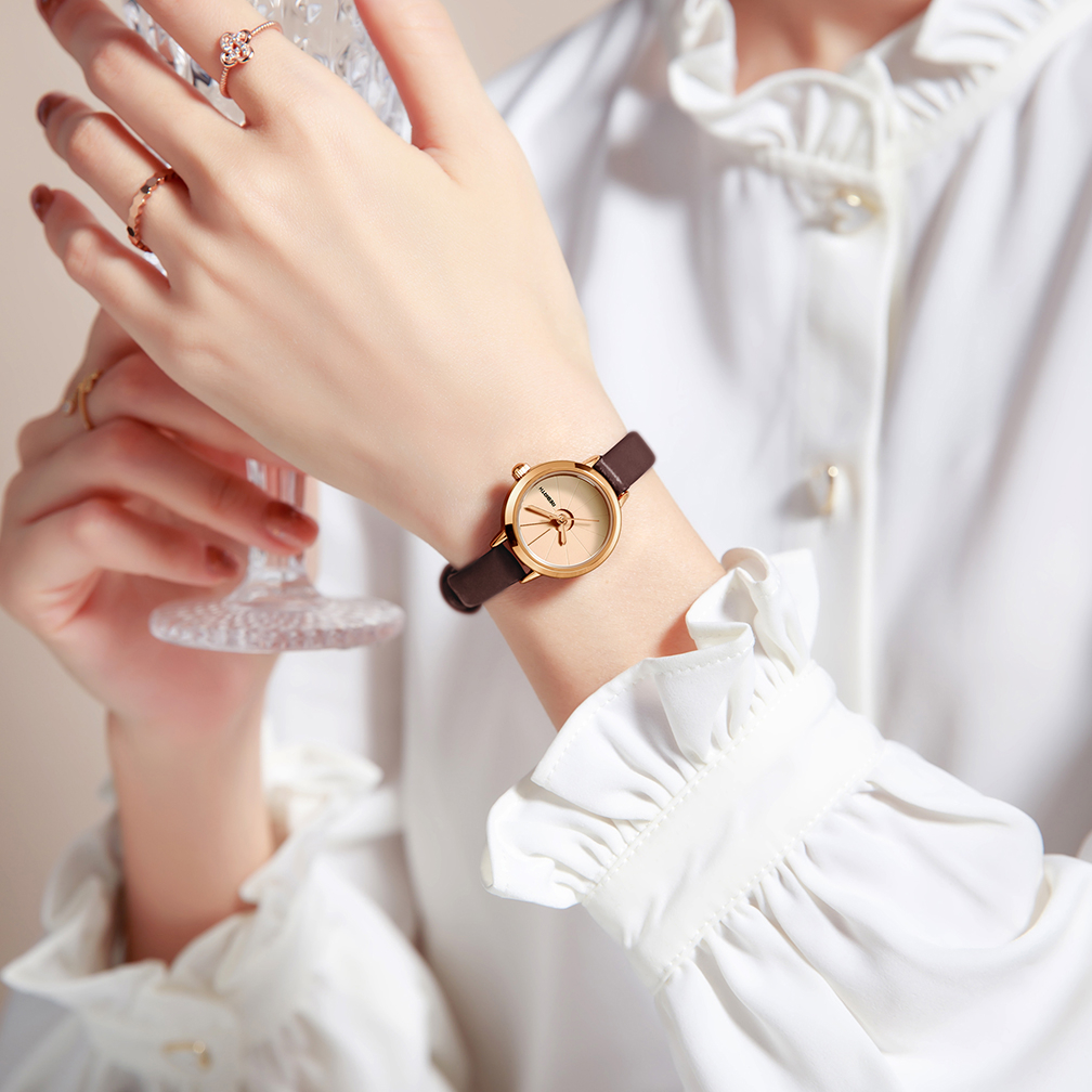 REBIRTH Jam Tangan Wanita Korea Anti Air Panggilan Mini Antik Kasual Tali Kulit Jam Tangan Cewek Original-3