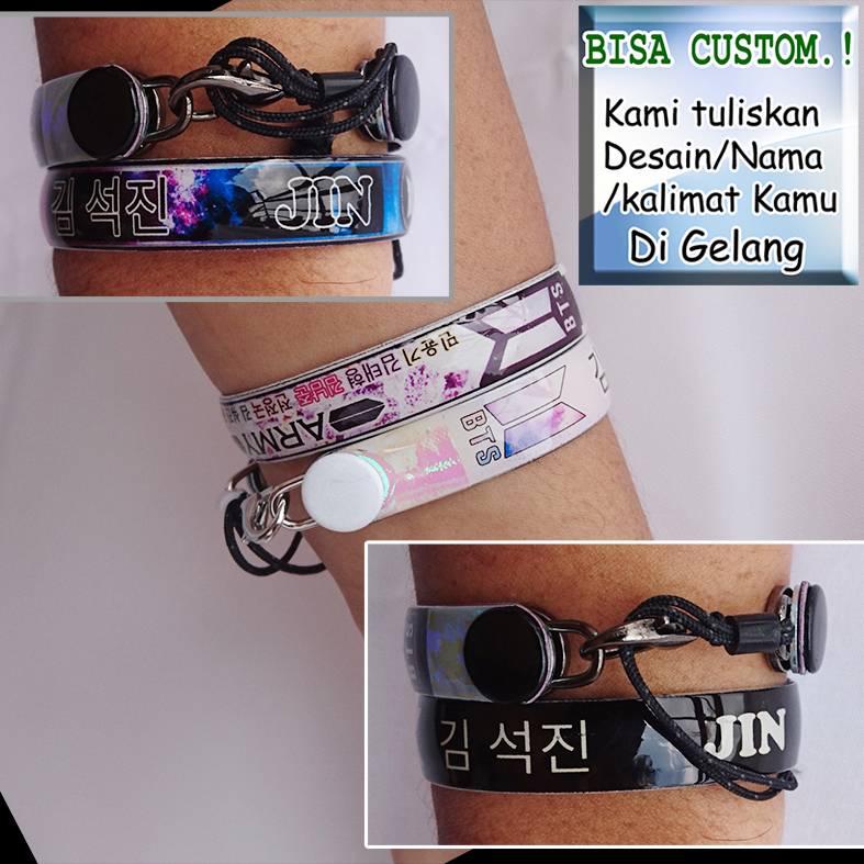 Gelang karakter JIN BTS Berbagai motif,  korea k-pop, bisa CUSTOM ditulis nama kalian dsb