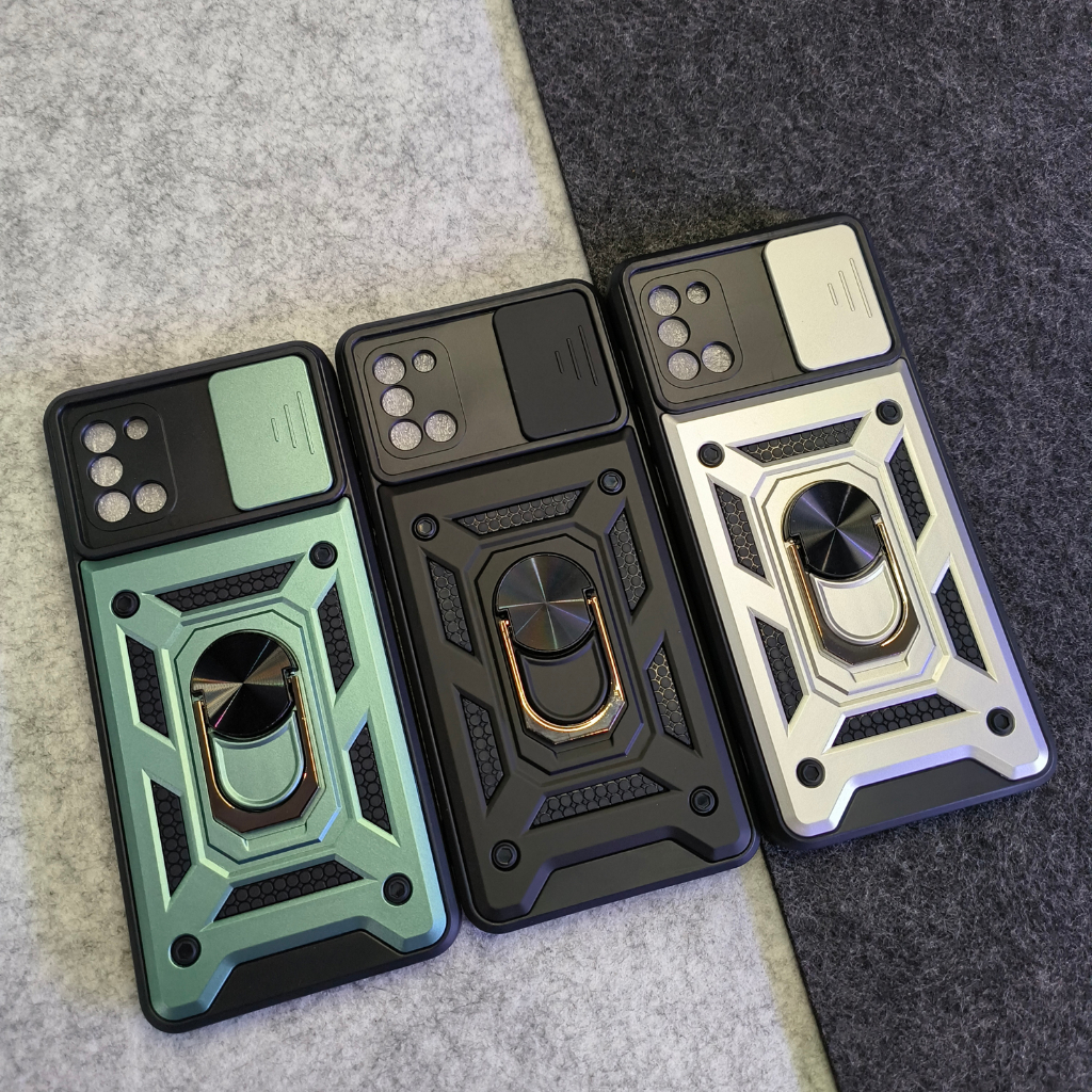 Samsung A31 - SGFlip Army Militay Ring Flip Lens Armor Case Shockproof