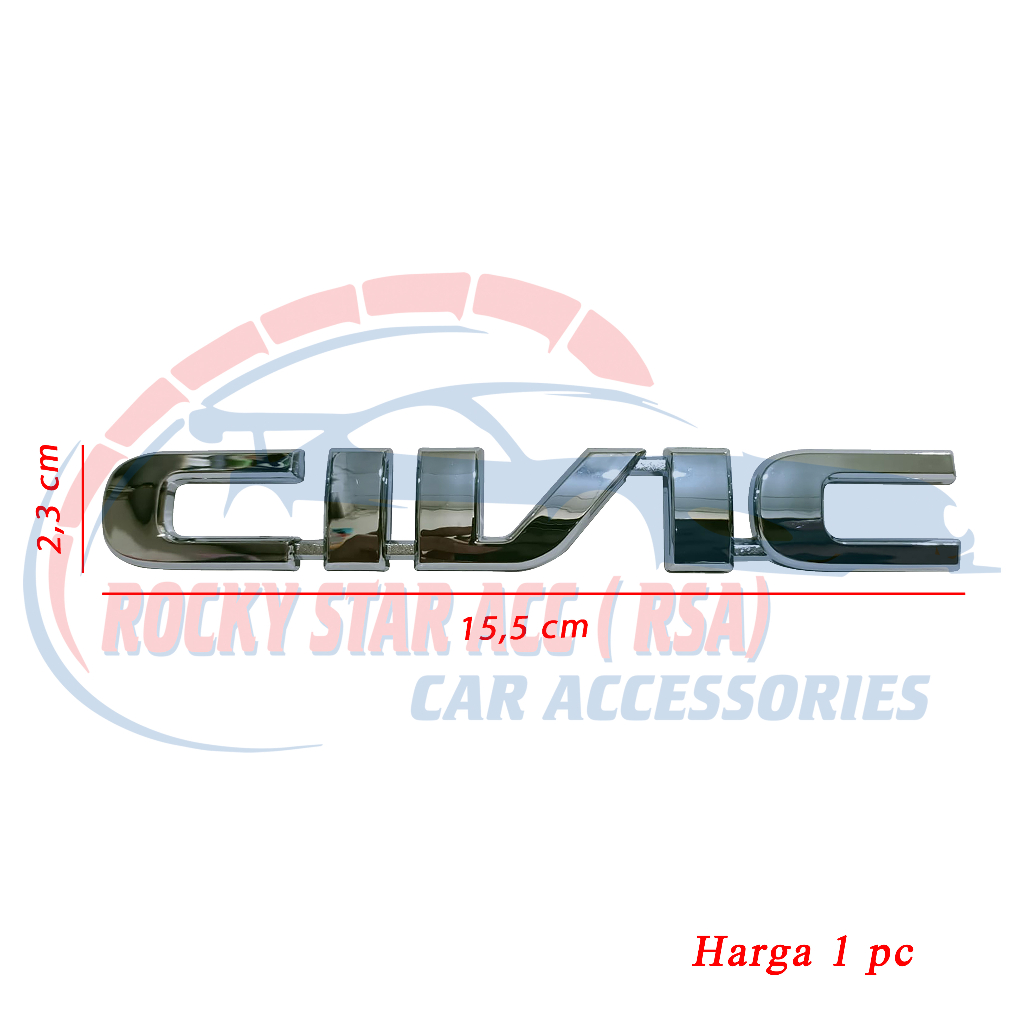 Emblem Mobil Honda (Tulisan) CIVIC 2001 - 2005 Bagasi Chrome