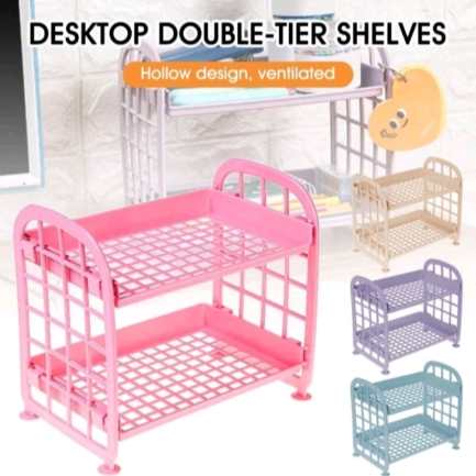 Rak plastik rak kosmetik rak meja 2 susun