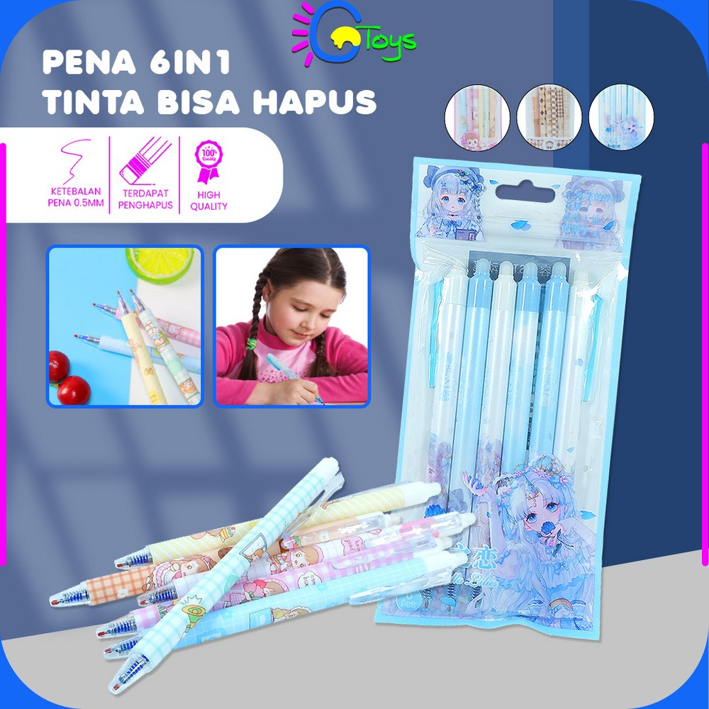 

CR-A68 Pulpen Set 6IN1 0.5MM Tinta Bisa di Hapus Motif Karakter Lucu / Eraseble Pen Set Cetek Cetekan Kartun / Pena Mekanik Anak Sekolah / Eraser Pen ST