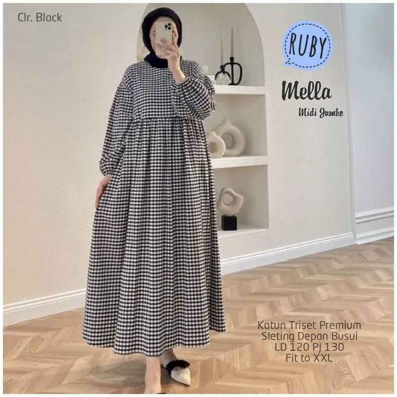Mella MIDI jumbo , dress kotak-kotak