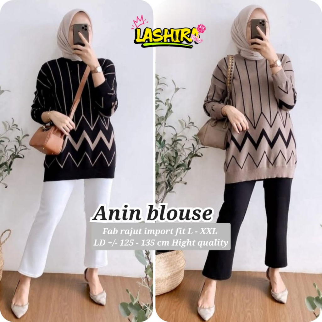 blouse bluse blus atasan baju kaos rajut import tebal adem melar jumbo big size xxl xxxl ld 130 dist