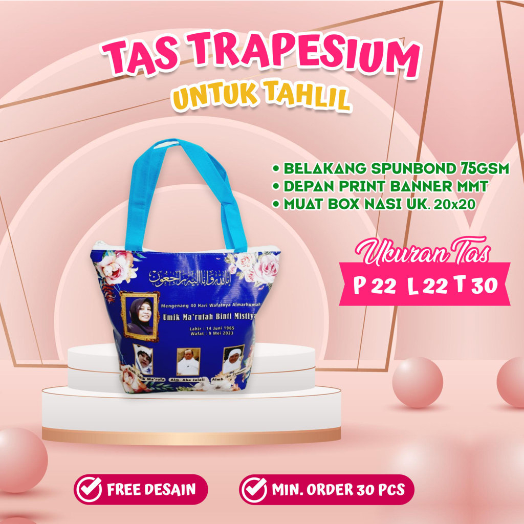 Tas Goodie Bag Trapesium Tahlilan Unik Custom Muat Nasi Box