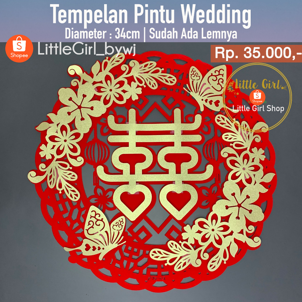 

Sticker Pintu Nikah - 34cm - Chinese Wedding ShuangXi - Tempelan Pintu - Sangjit - Teapai - Little Girl Shop