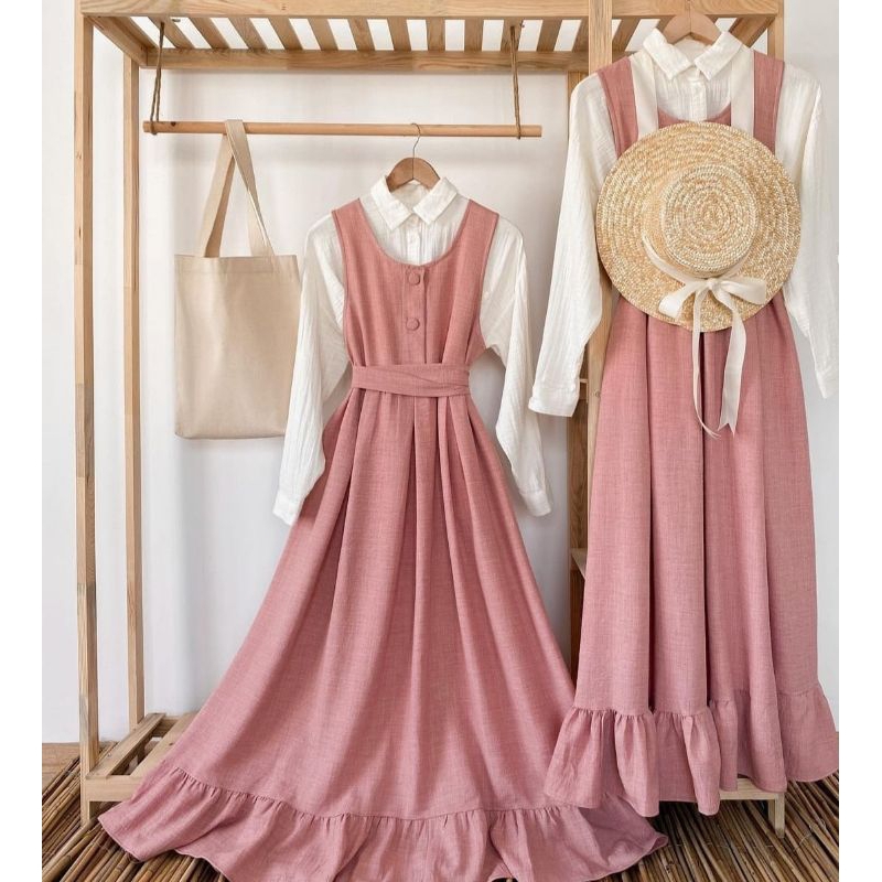 [COD] BAJU SETELAN TERBARU GAURI SET OVERALL DRESS POLOS PANJANG GAMIS SET OUTER GAMIS REMAJA TERBAR