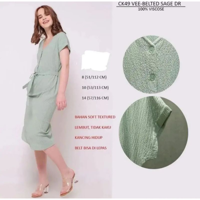 ck49 vee belted sage.dress 100% ORIGINAL BRAMDED.TERMURAH